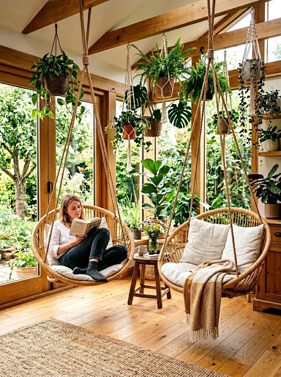 Sunroom with hanging chairs - 30 modern sunroom ideas