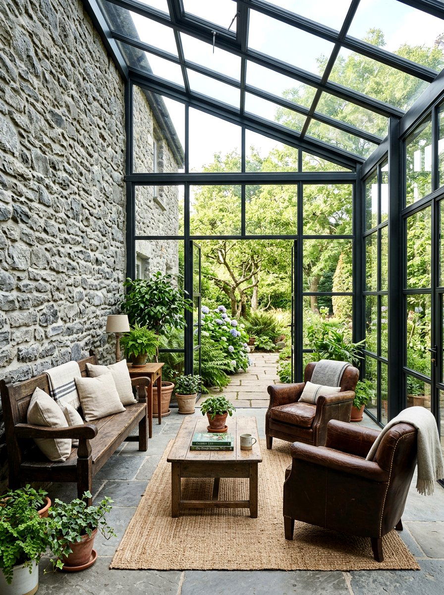 Sunroom with stone wall - 30 modern sunroom ideas
