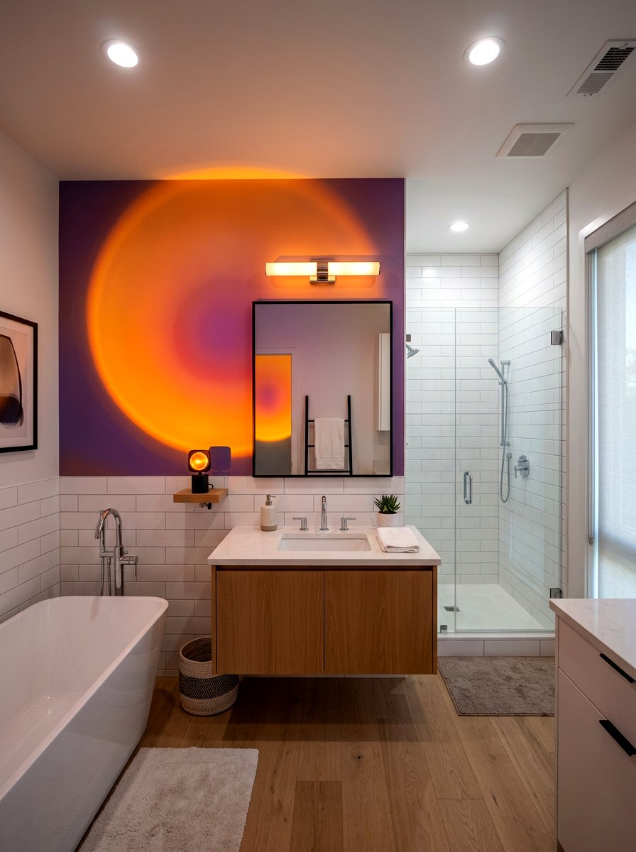 Sunset Lamp Bathroom - 30 TikTok bathroom decor ideas