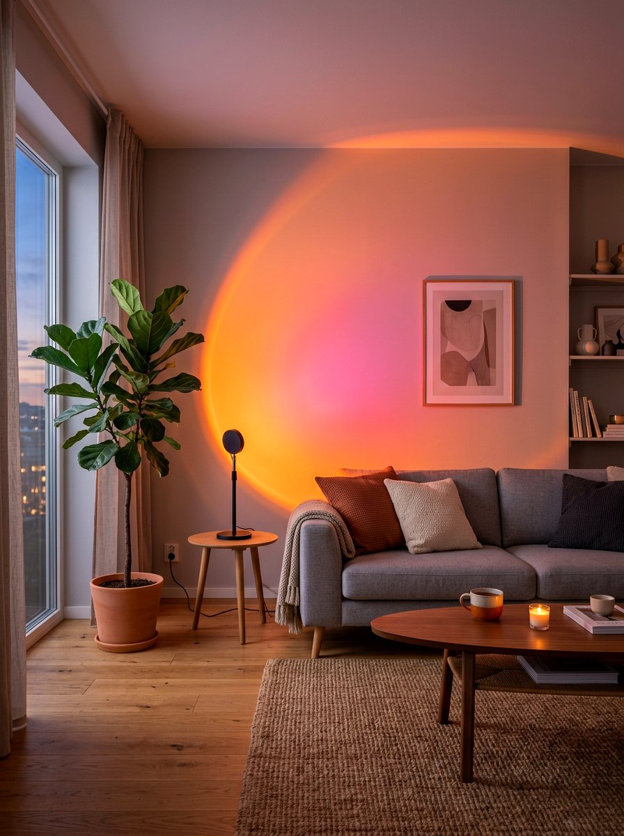 Sunset Lamp Lighting - 30 TikTok living room decor ideas