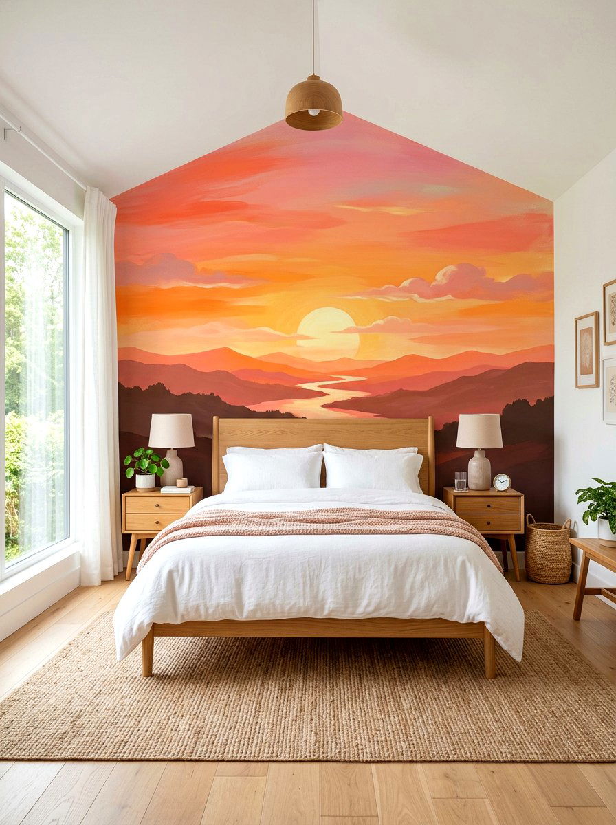 Sunset Mural Bedroom - 30 desert color decor ideas