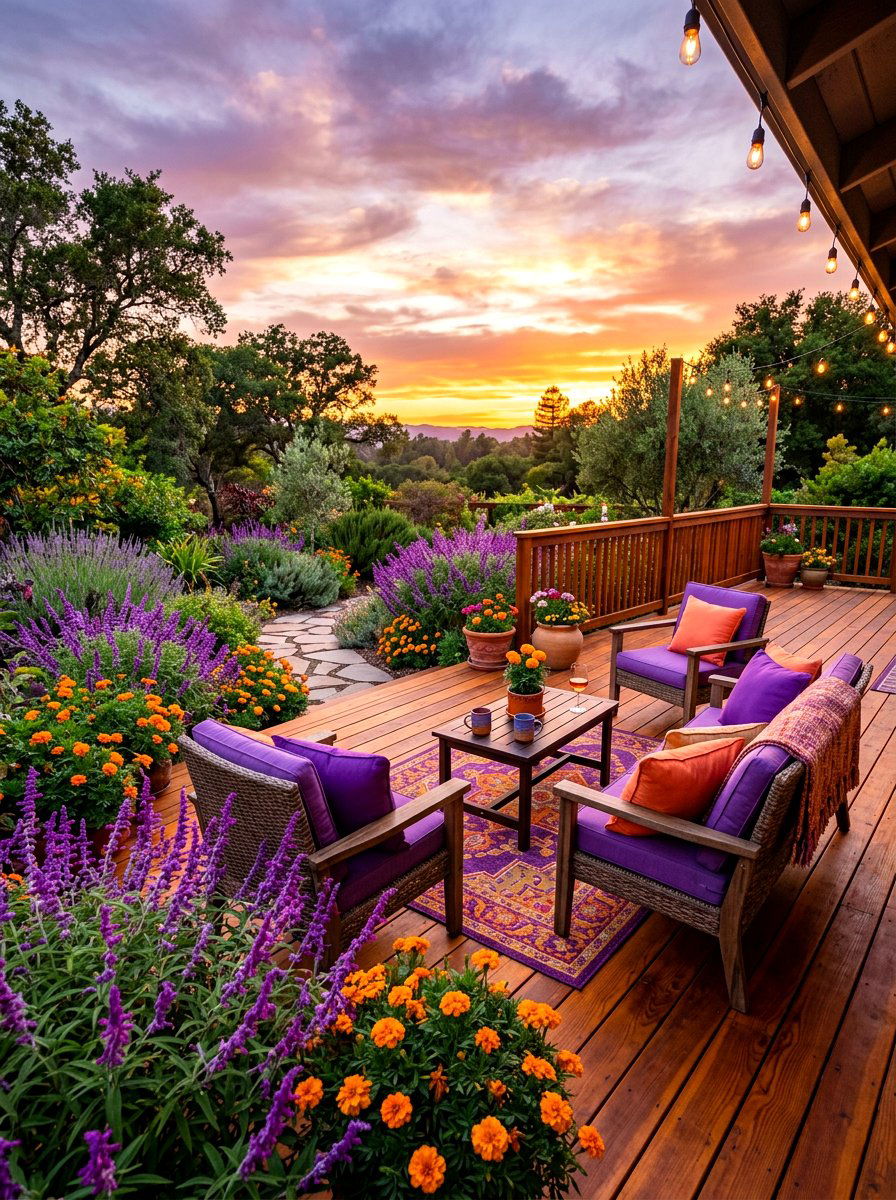 Sunset Orange And Purple Patio - 30 patio color scheme ideas