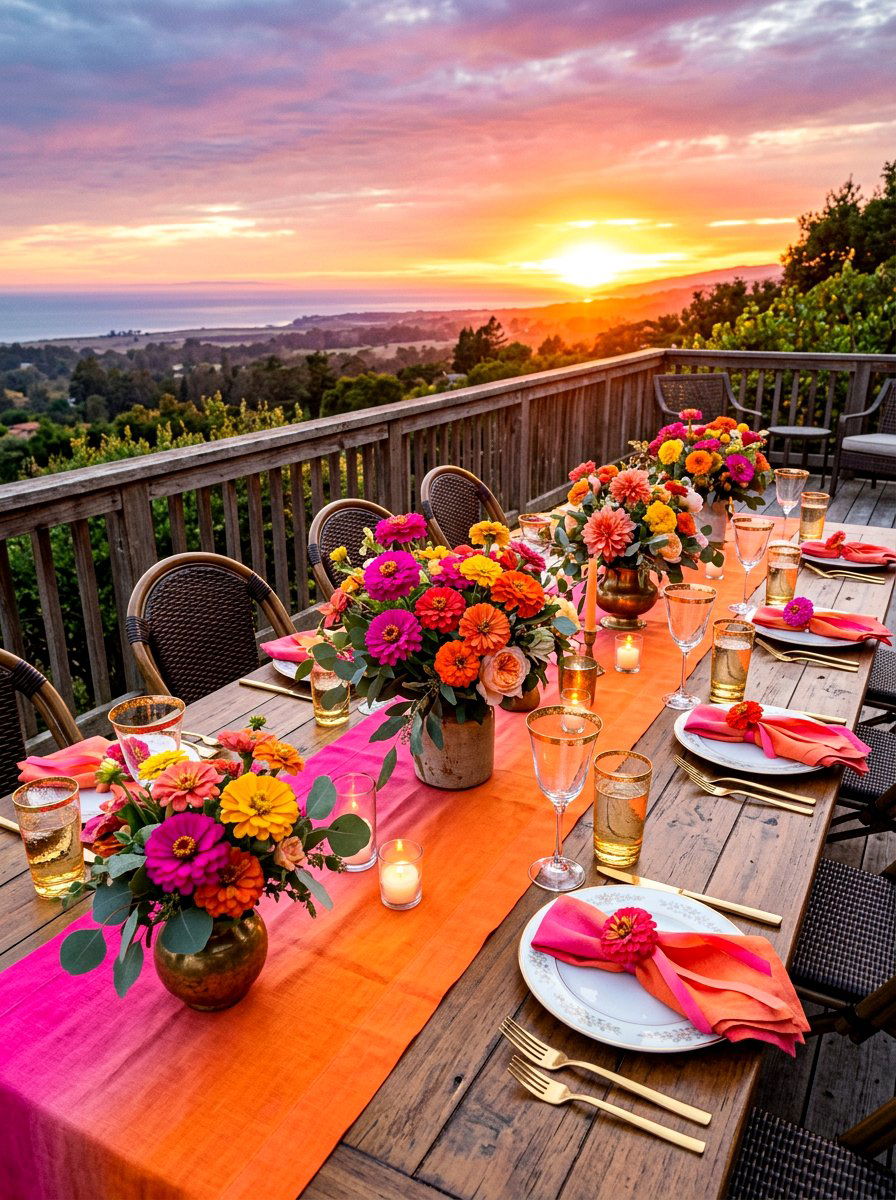 Sunset Orange Decor - 30 summer table setting ideas