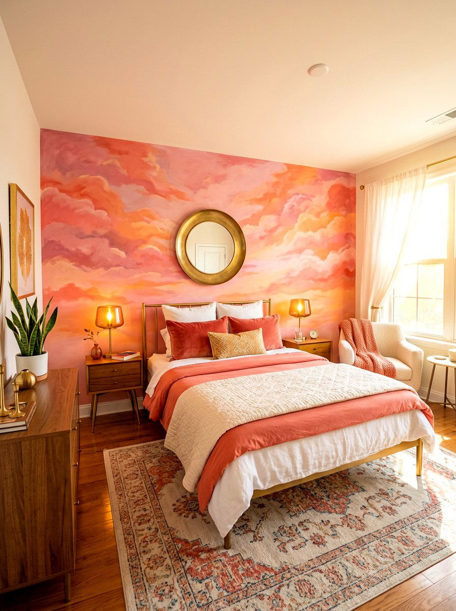 Sunset Pink Cloud - 30 cloud inspired bedroom ideas