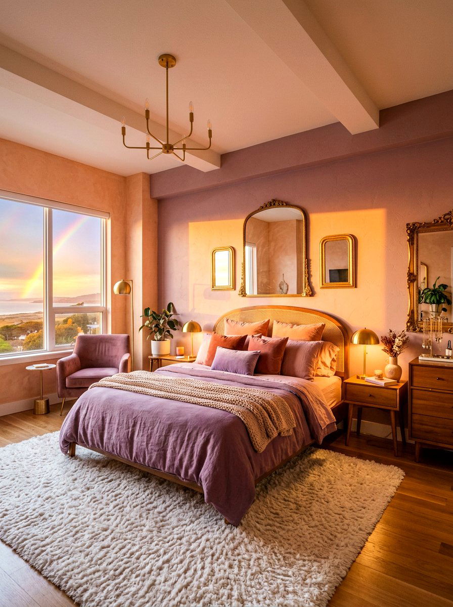 Sunset Rainbow Bedroom Palette - 30 muted rainbow bedroom ideas