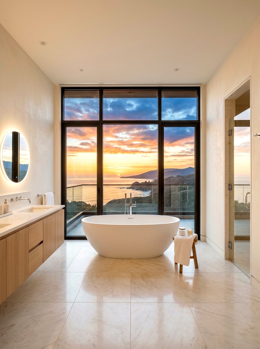 Sunset View Window - 30 sunset bathroom ideas