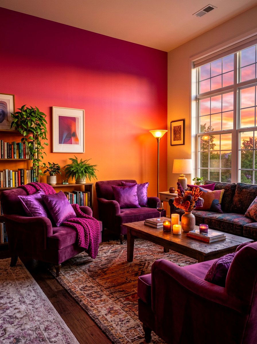 Sunset hue living room - 30 happy color living room ideas