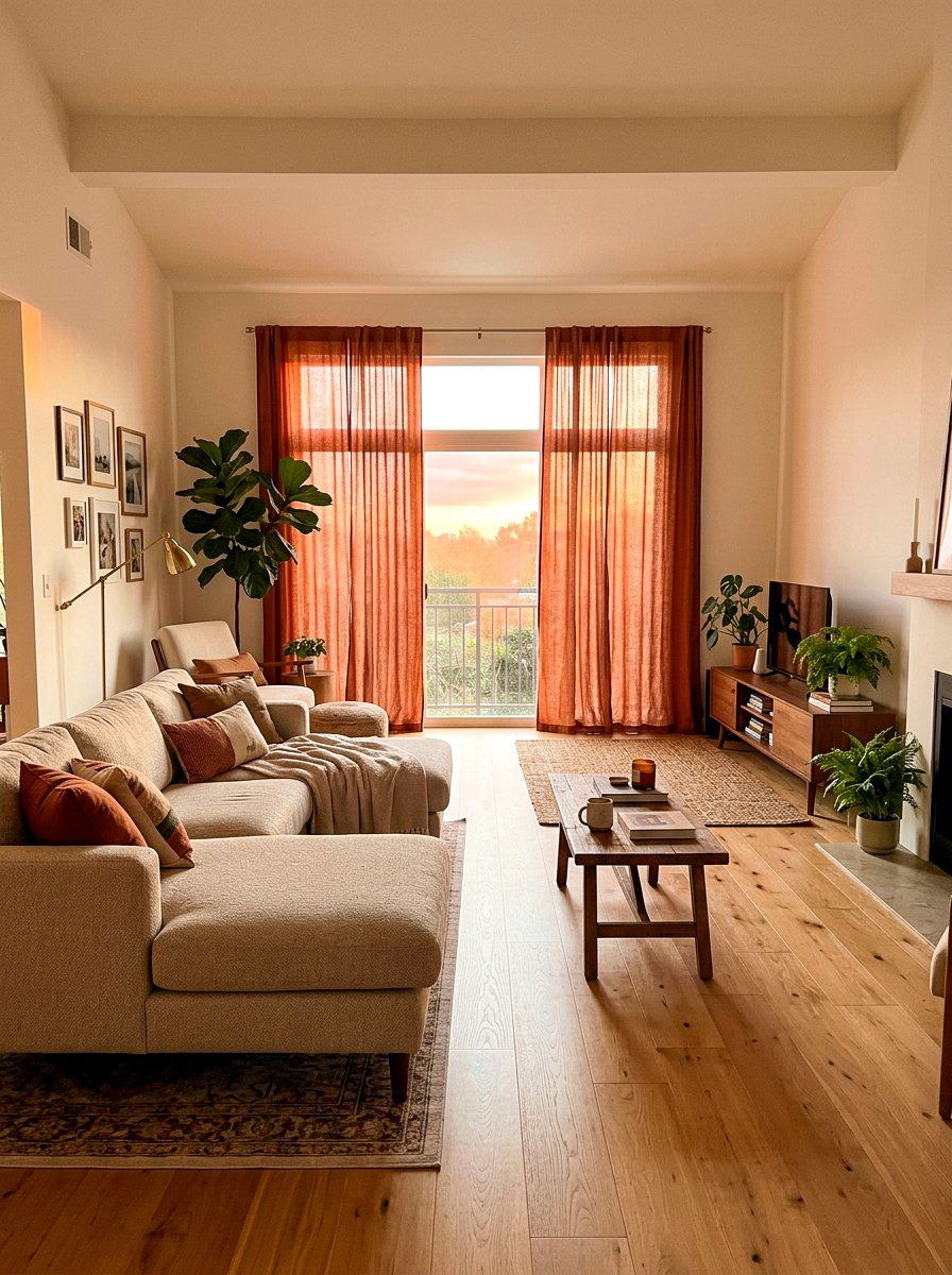 Sunset linen curtains - 30 sunset palette decor ideas