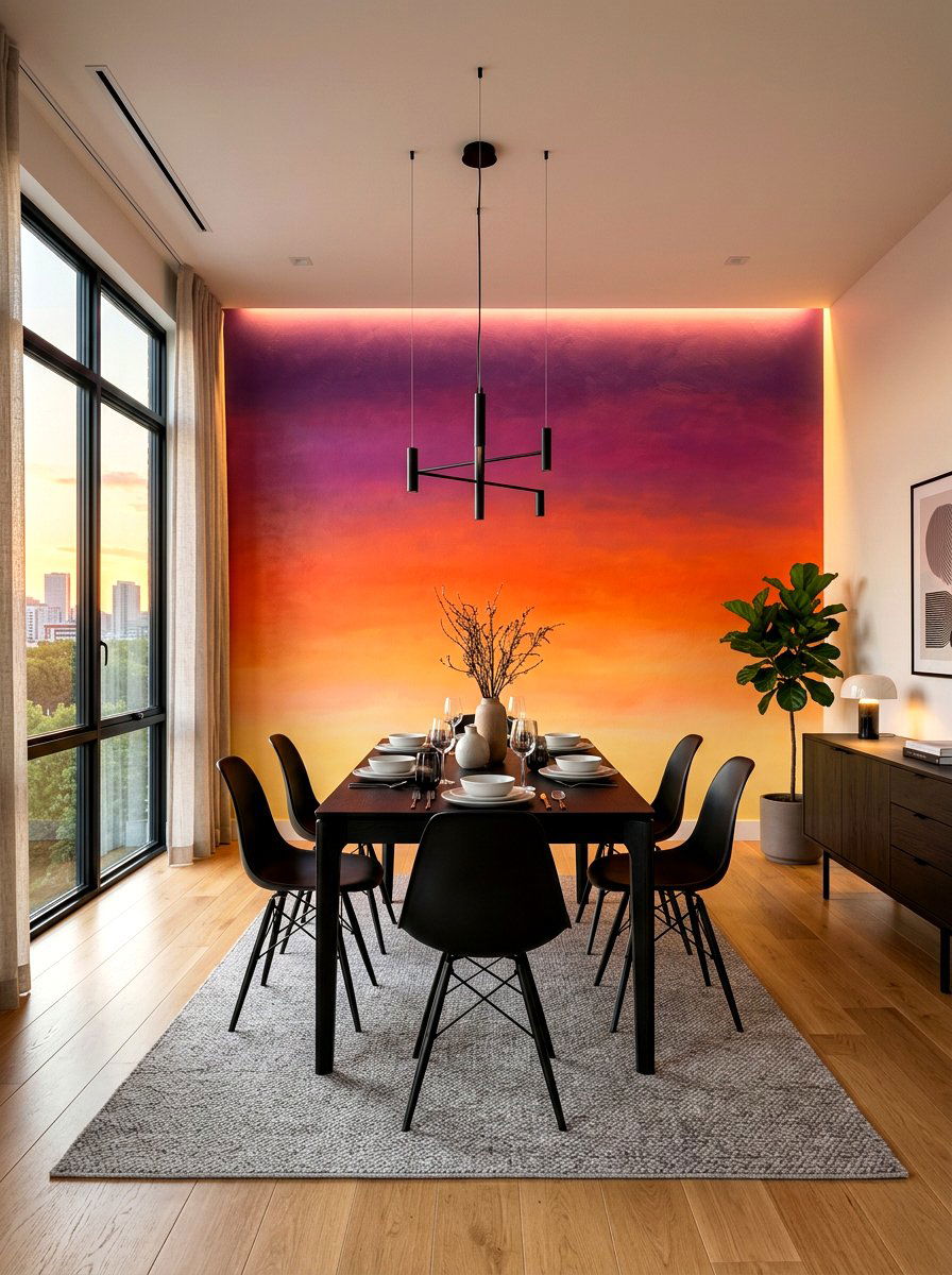 Sunset ombre wall - 30 sunset palette decor ideas