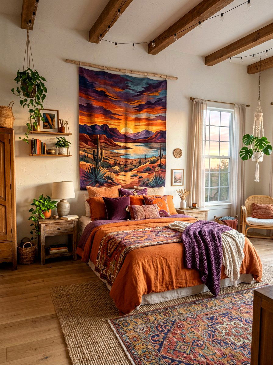 Sunset tapestry art - 30 sunset palette decor ideas