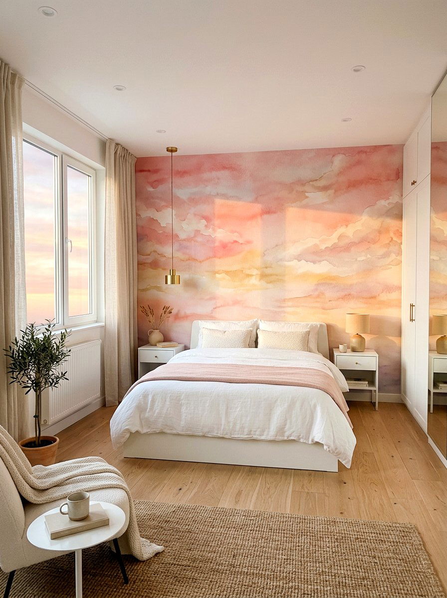 Sunset watercolor wallpaper - 30 sunset palette decor ideas