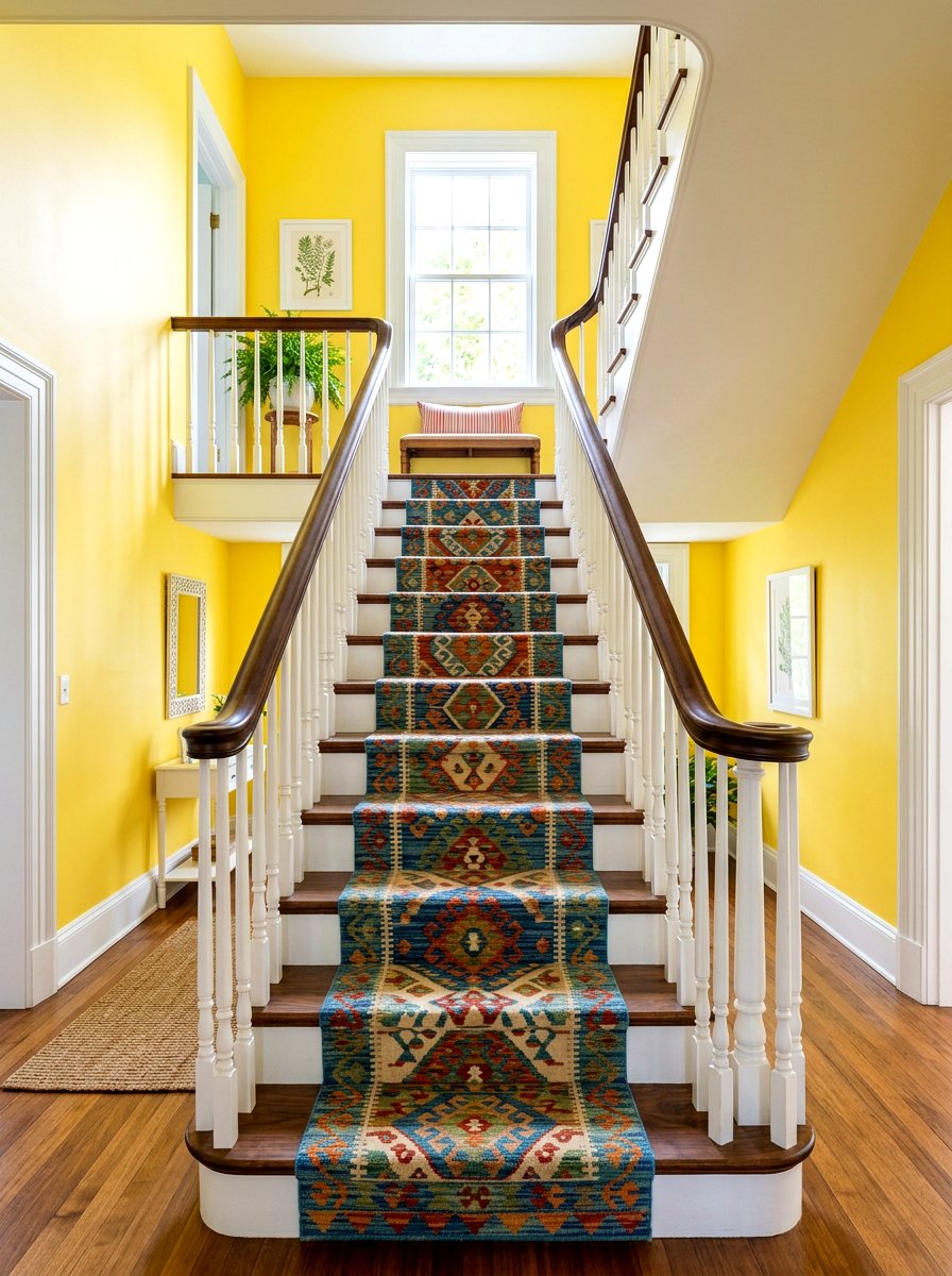 Sunshine Yellow Stairwell - 30 tiny room big color ideas