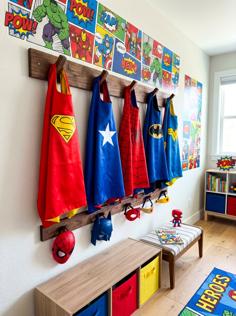 Superhero Cape Rack - 30 dress up station ideas