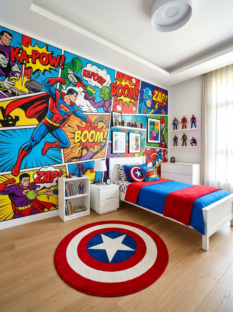Superhero wall art - 30 boys bedroom decor ideas