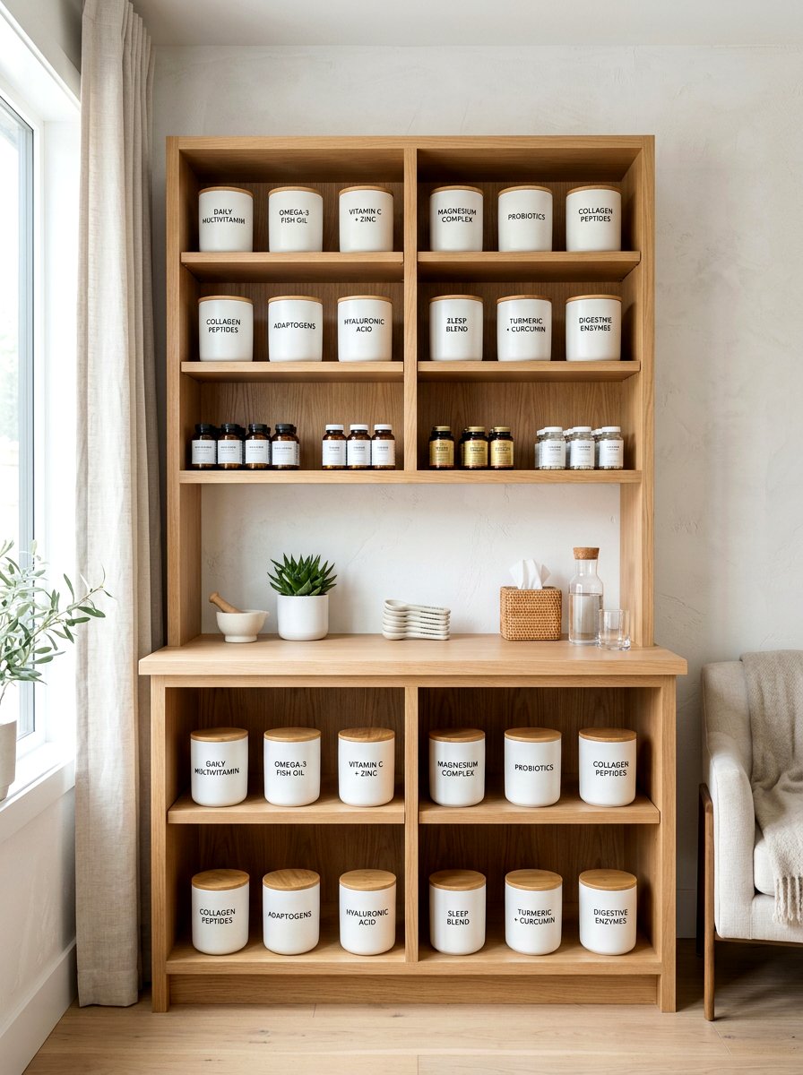 Supplement and powder canisters - 30 pantry decanting ideas