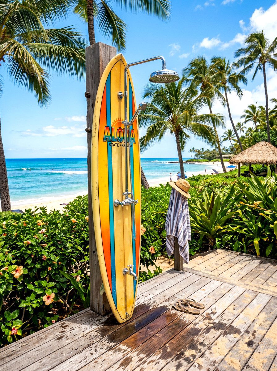Surfboard Outdoor Shower - 30 outdoor shower ideas
