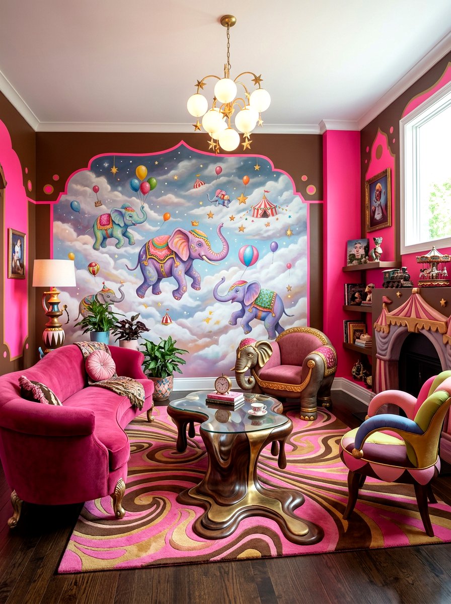 Surrealist Circus Living Room - 30 circus inspired living room ideas