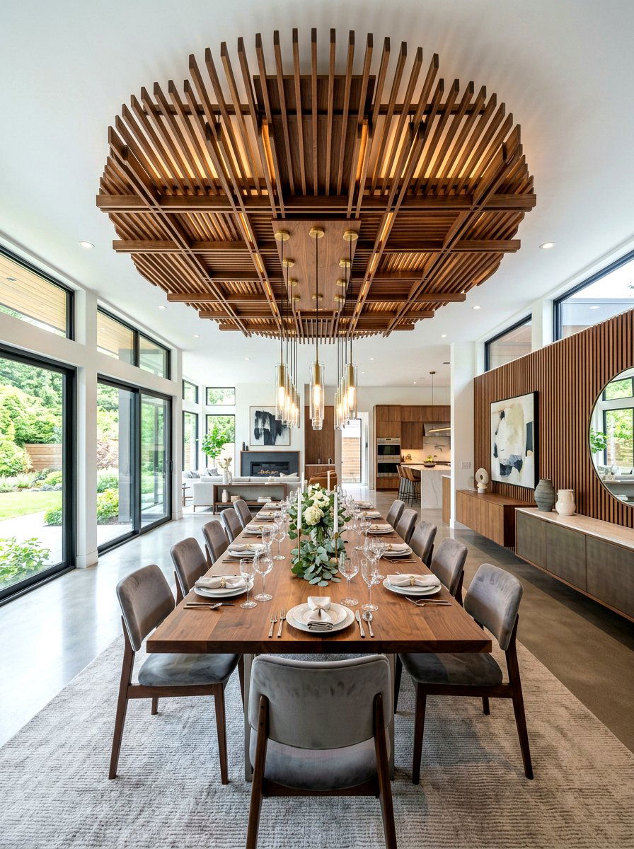 Suspended wood cloud - 30 ceiling trim ideas