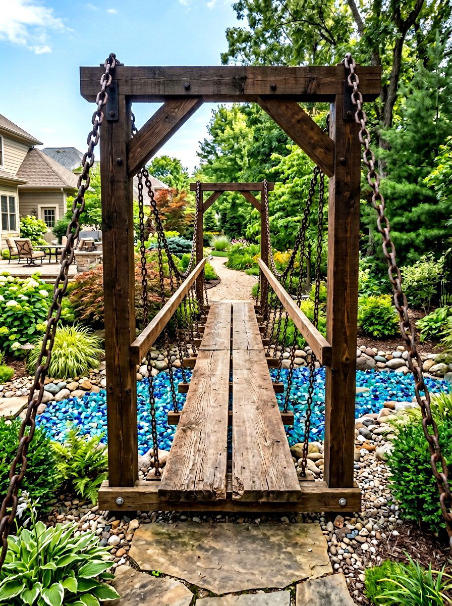 Suspension Bridge Walk - 30 backyard obstacle course ideas