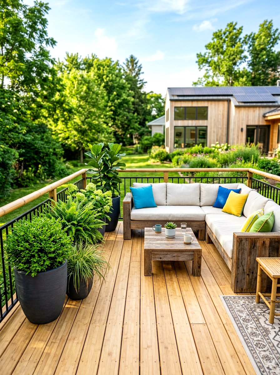 Sustainable Bamboo Deck - 30 modern backyard lounge ideas