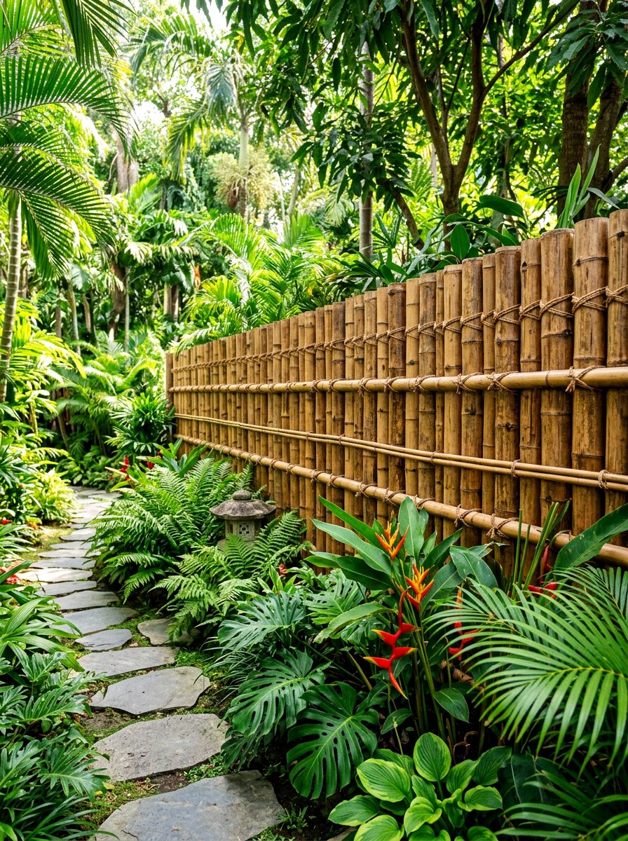 Sustainable Bamboo Fence - 30 backyard spa retreat ideas