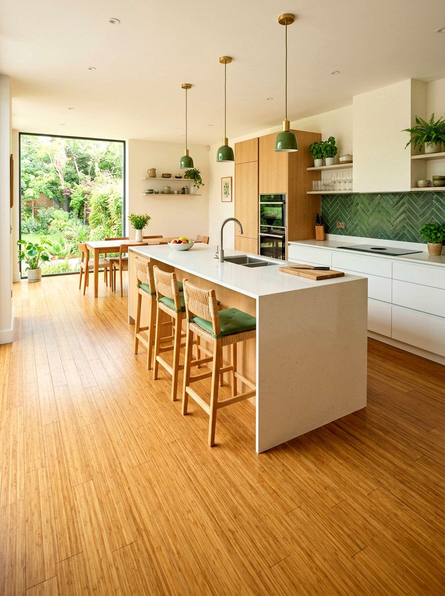 Sustainable Bamboo Parquet Floor - 30 parquet kitchen floor ideas
