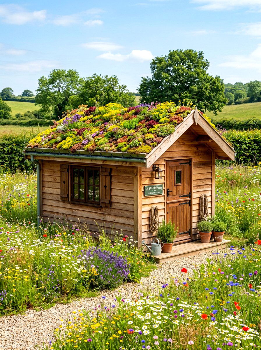 Sustainable Living Roof Shed - 30 modern garden shed ideas