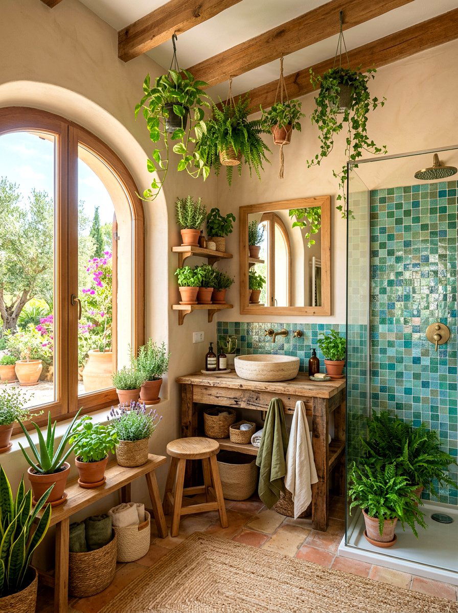 Sustainable Mediterranean Green Bathroom - 30 Mediterranean bathroom ideas