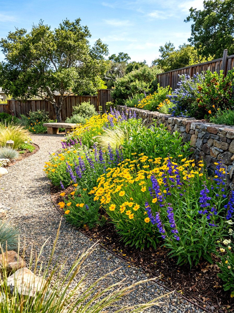 Sustainable Native Plant Border - 30 pollinator border ideas