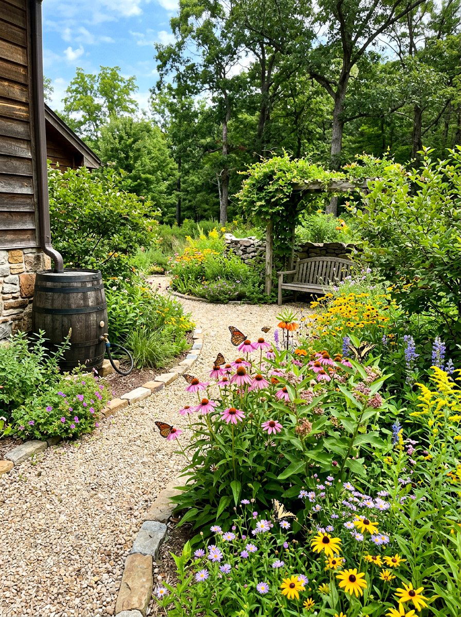 Sustainable Native Plant Courtyard - 30 courtyard style backyard ideas