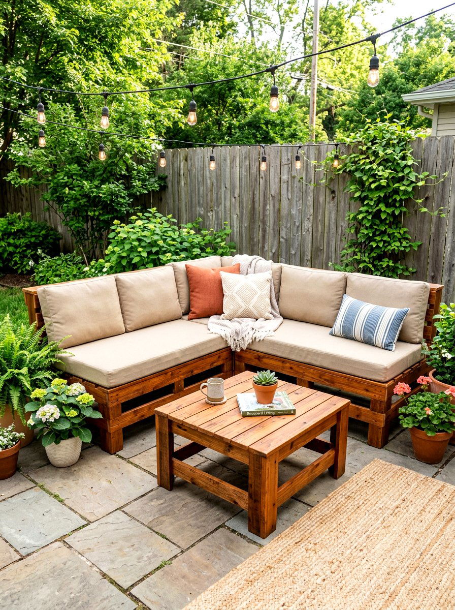Sustainable Pallet Wood Seating - 30 warm wood patio lounge ideas