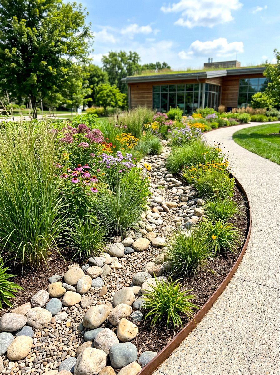 Sustainable Rain Garden Bed - 30 modern flower bed ideas