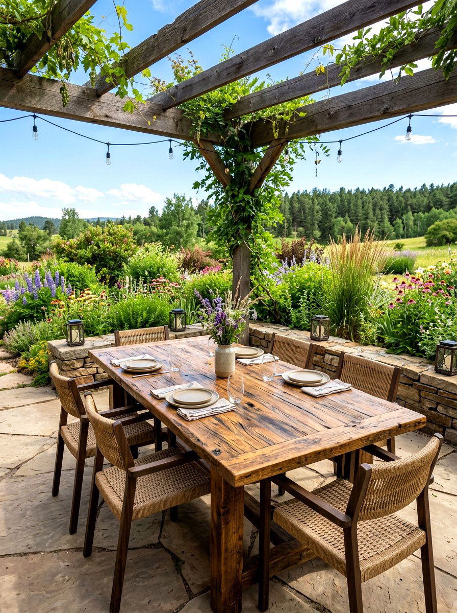 Sustainable Reclaimed Wood - 30 outdoor dining area ideas