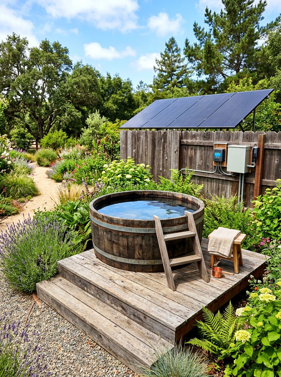 Sustainable Recycled Cold Plunge - 30 cold plunge patio ideas