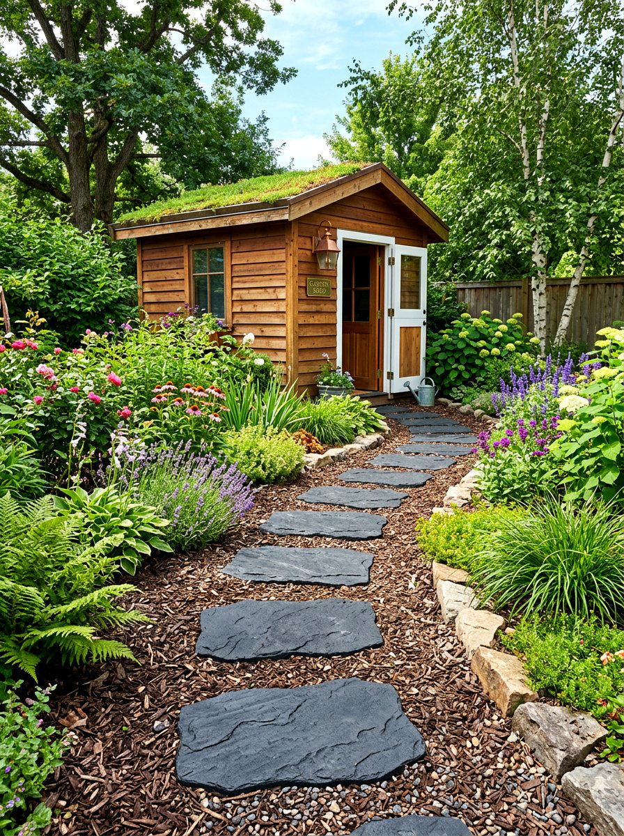 Sustainable Rubber Path - 30 stepping stone backyard path ideas