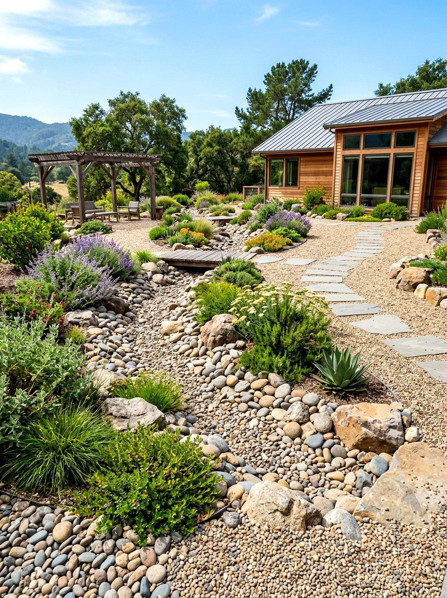 Sustainable Water Drainage - 30 pea gravel patio ideas