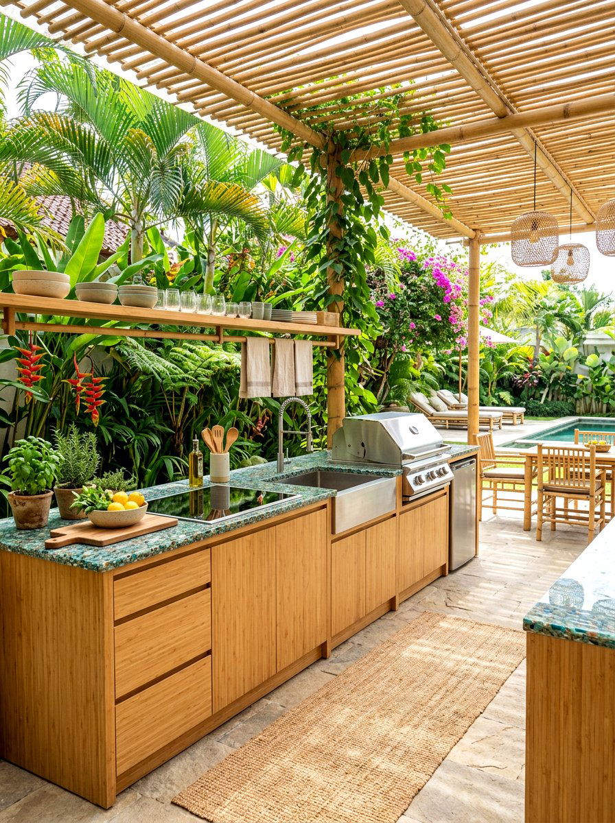 Sustainable bamboo outdoor kitchen - 30 alfresco kitchen ideas