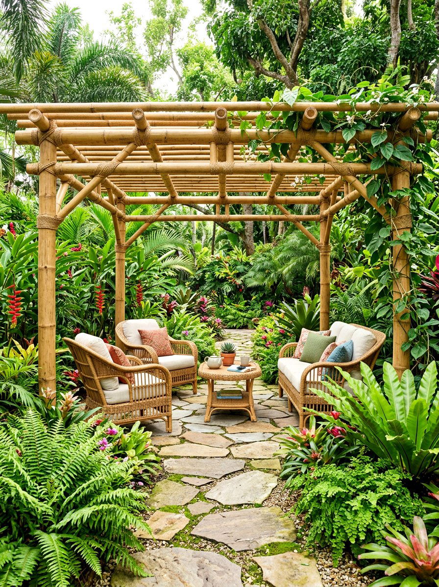 Sustainable bamboo pergola - 30 modern pergola ideas