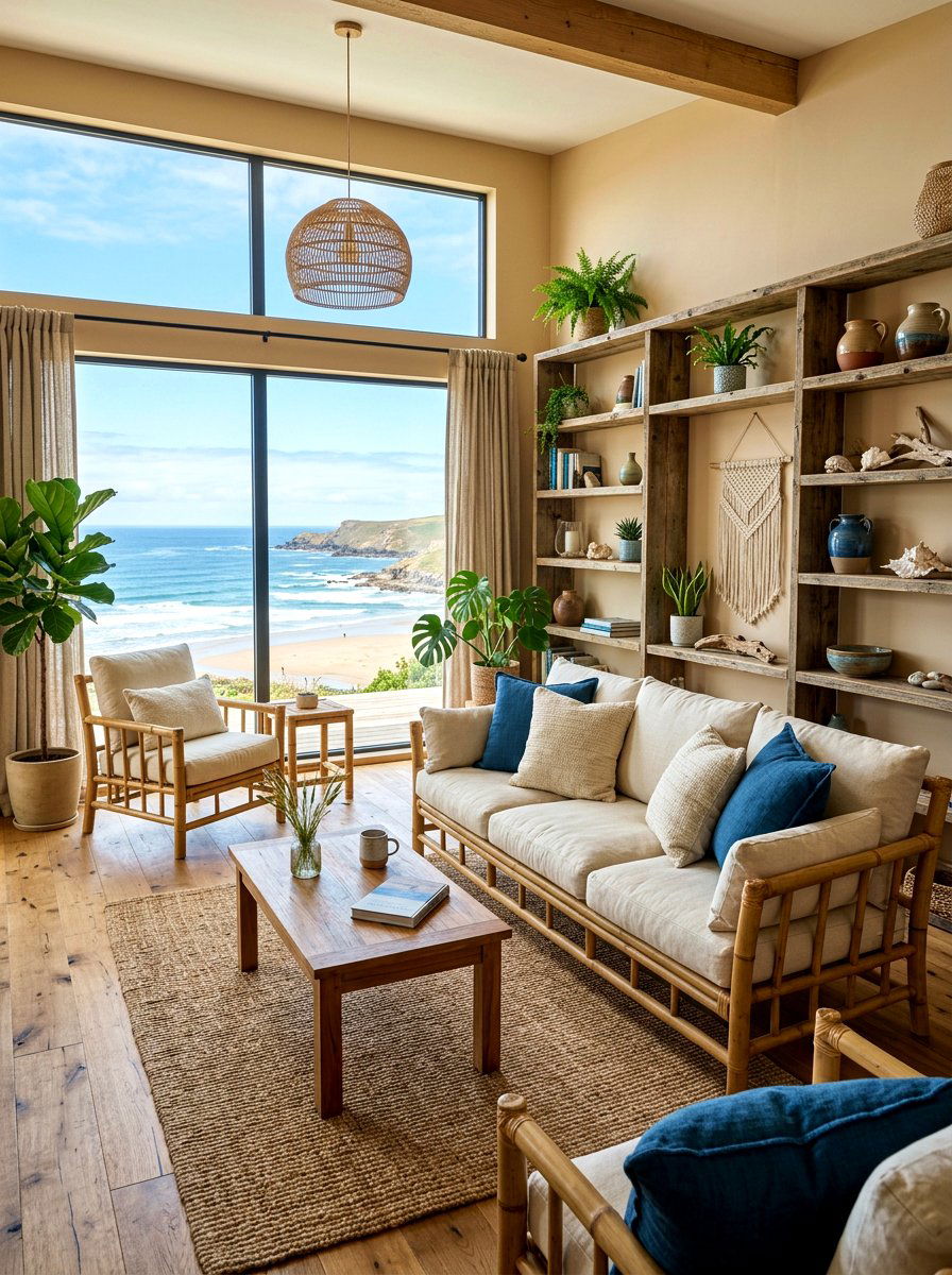 Sustainable coastal living room - 30 coastal summer living room ideas