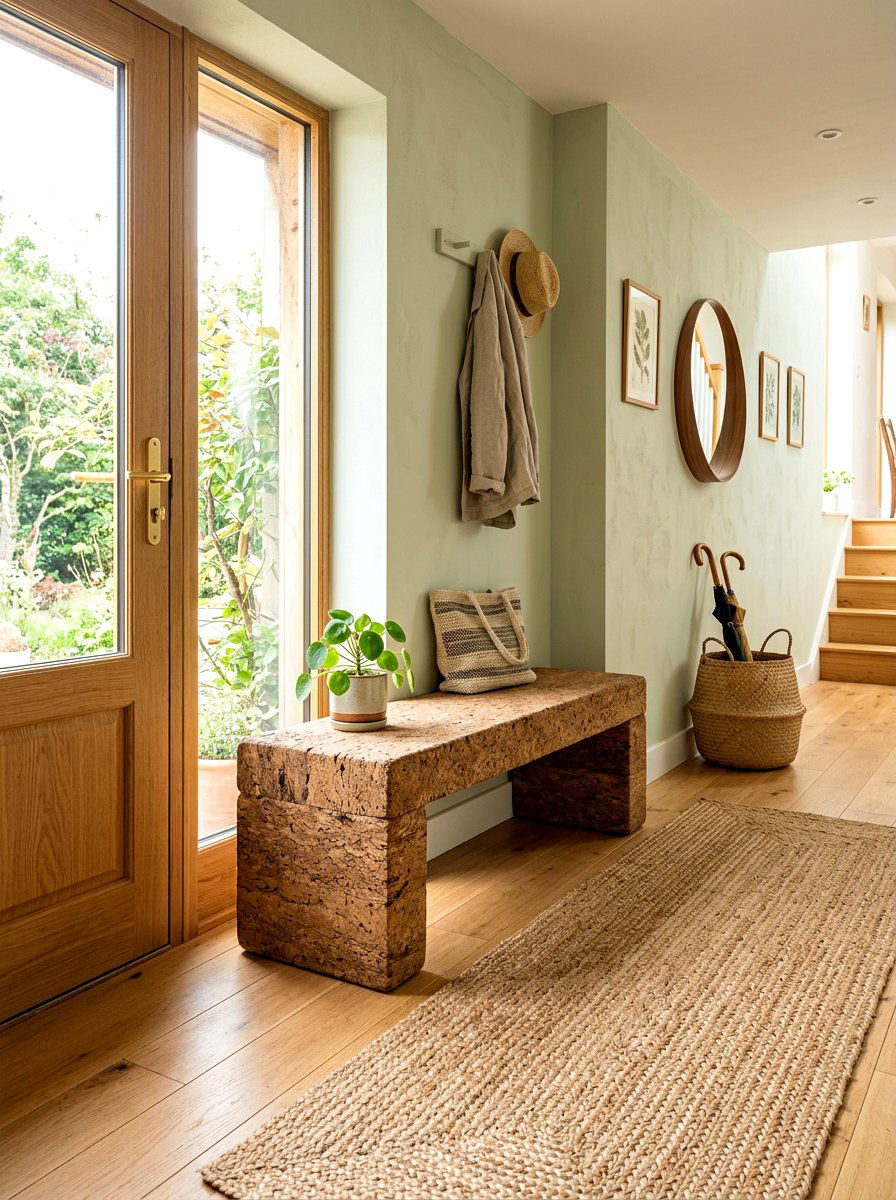 Sustainable cork block bench - 30 sculptural entry bench ideas