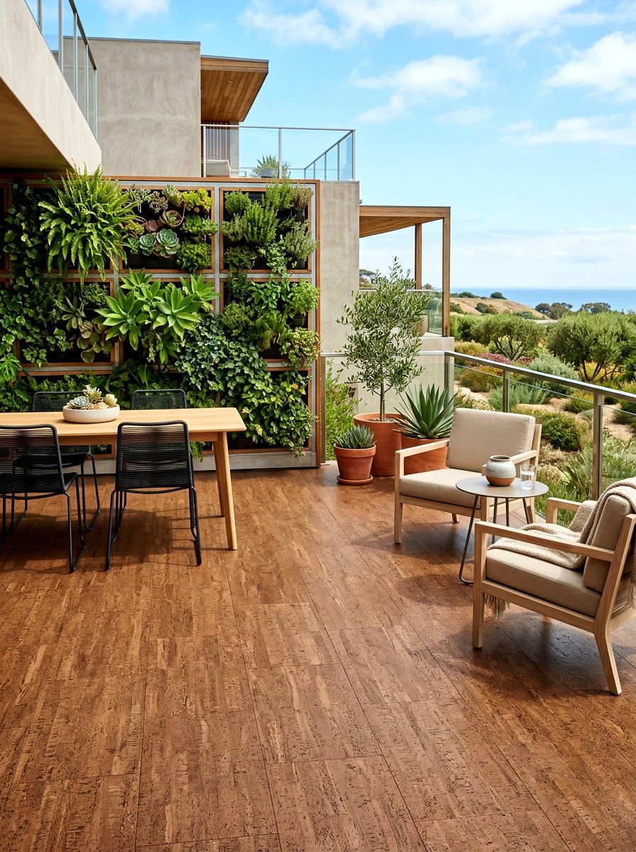 Sustainable cork outdoor flooring - 30 warm minimalist patio ideas