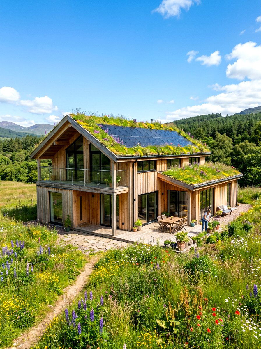 Sustainable green roof house exterior - 30 two story house exterior ideas