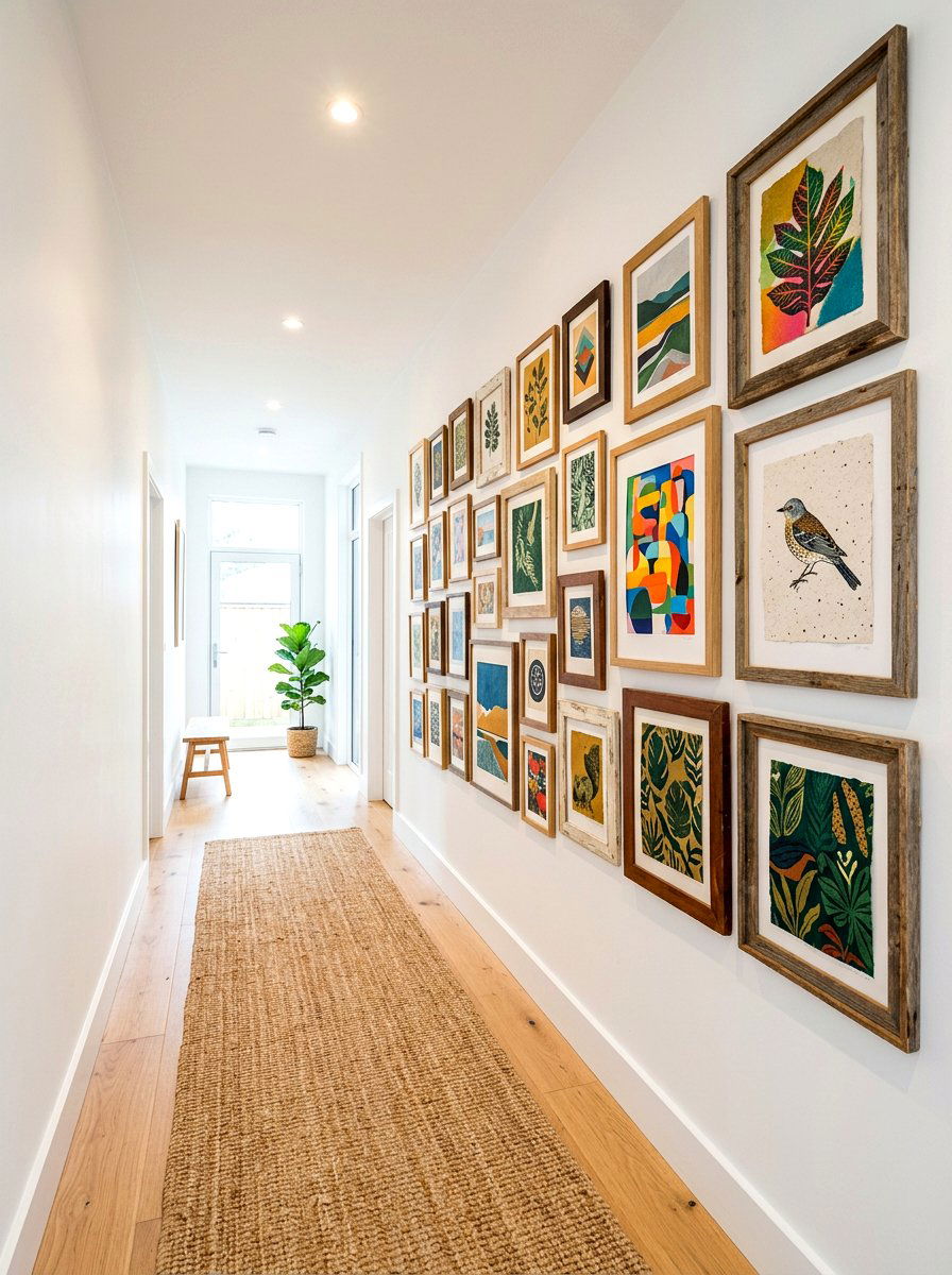Sustainable hallway gallery wall - 30 low waste home ideas