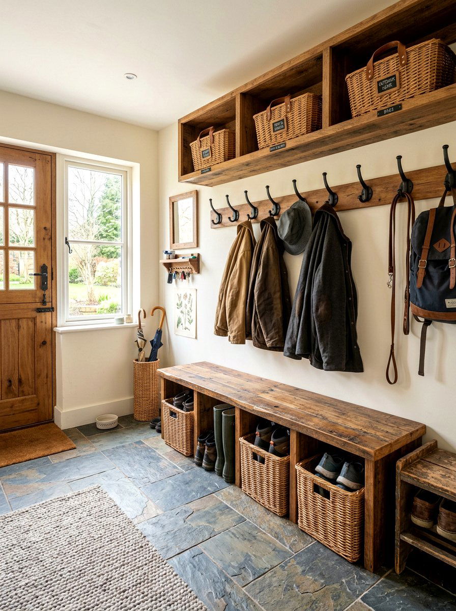 Sustainable mudroom storage - 30 low waste home ideas