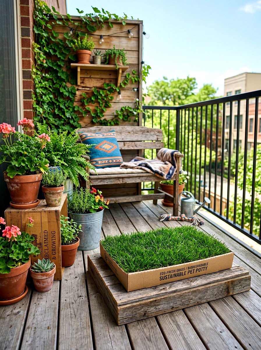 Sustainable real grass potty - 30 balcony pet potty area ideas