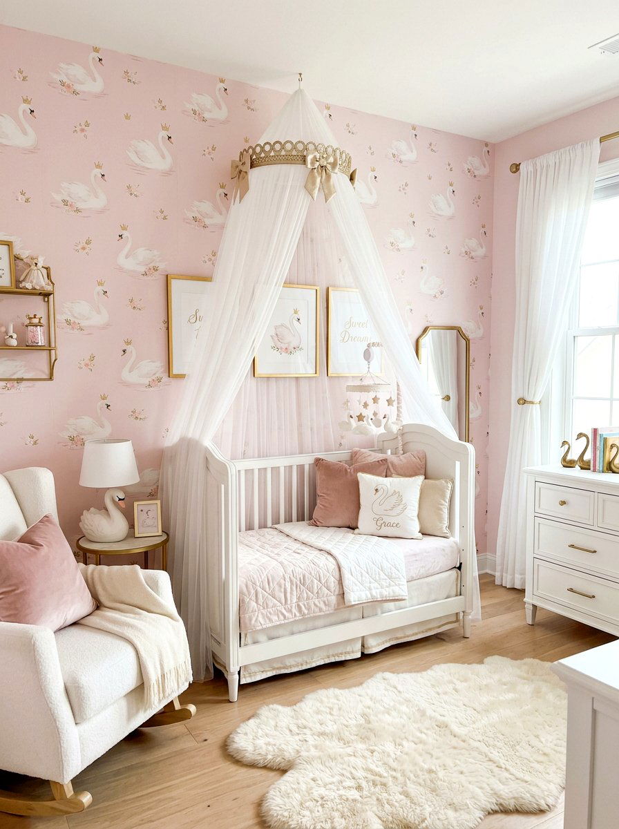 Swan nursery wallpaper - 30 nursery wallpaper ideas