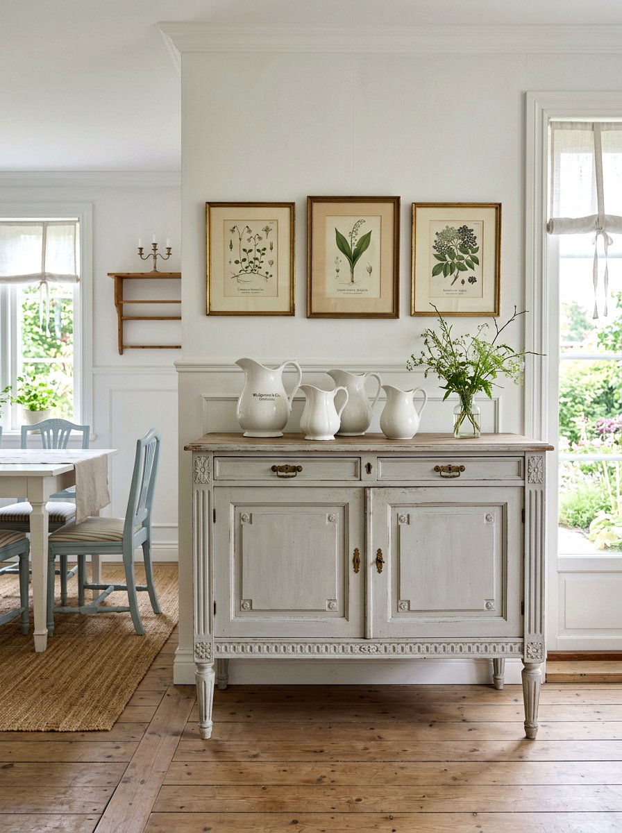 Swedish Gustavian gray painted sideboard - 30 antique sideboard ideas