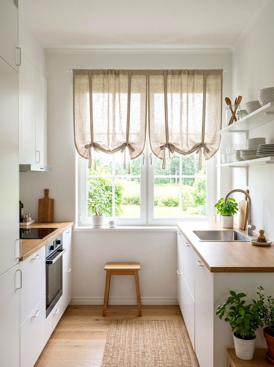 Swedish blind curtains - 30 kitchen curtain sink ideas