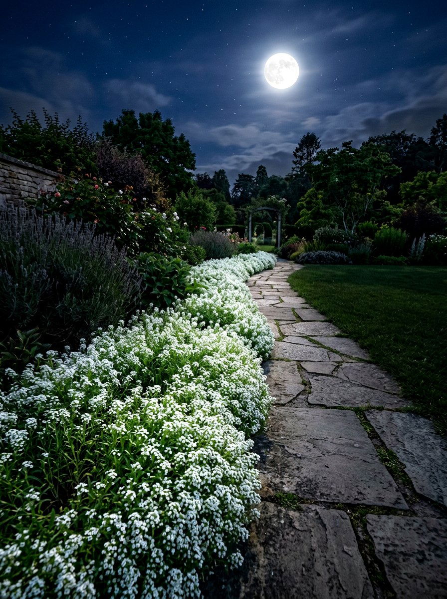 Sweet Alyssum Border - 30 moon garden backyard ideas