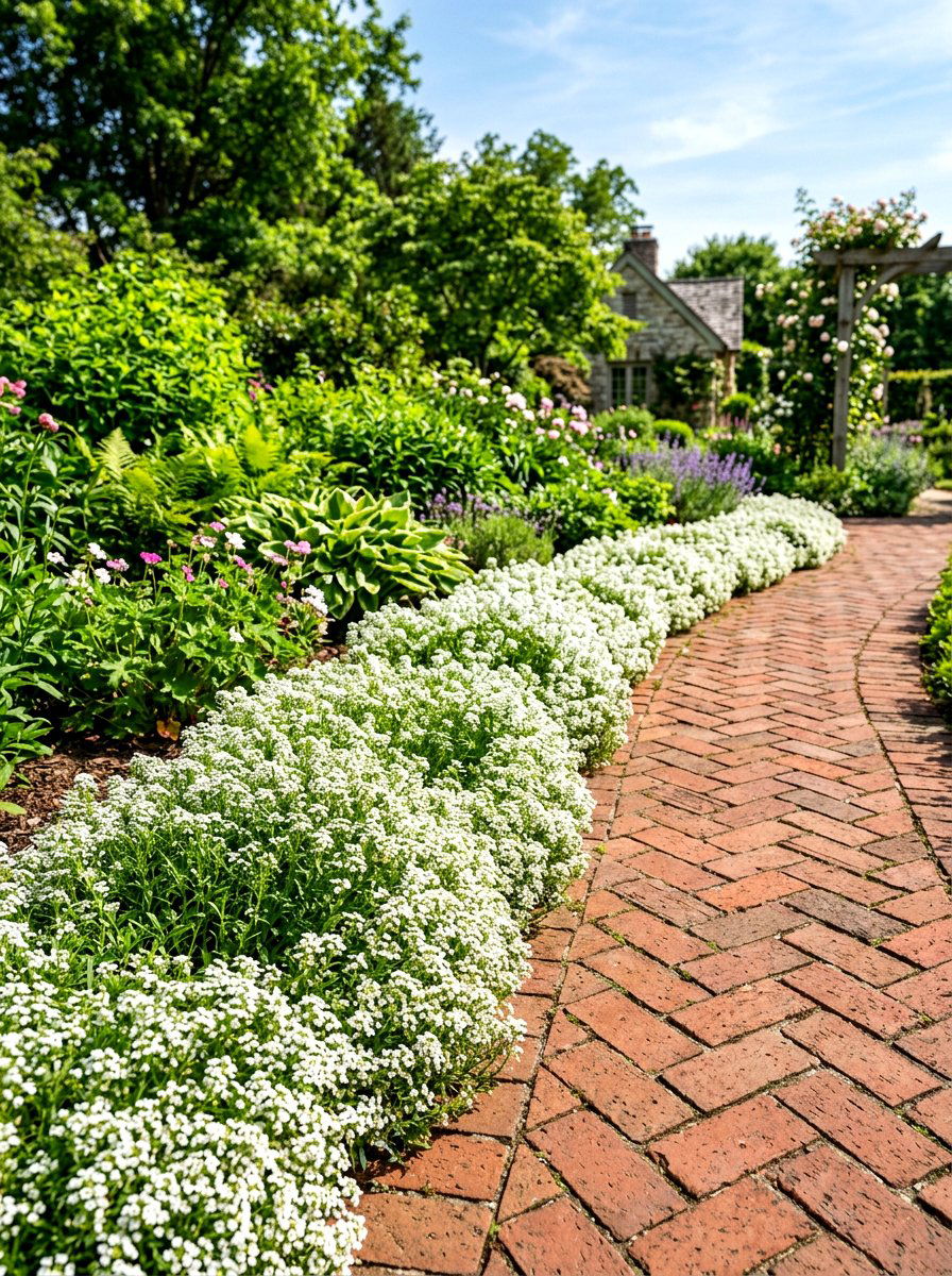Sweet Alyssum Path Edging - 30 butterfly garden ideas